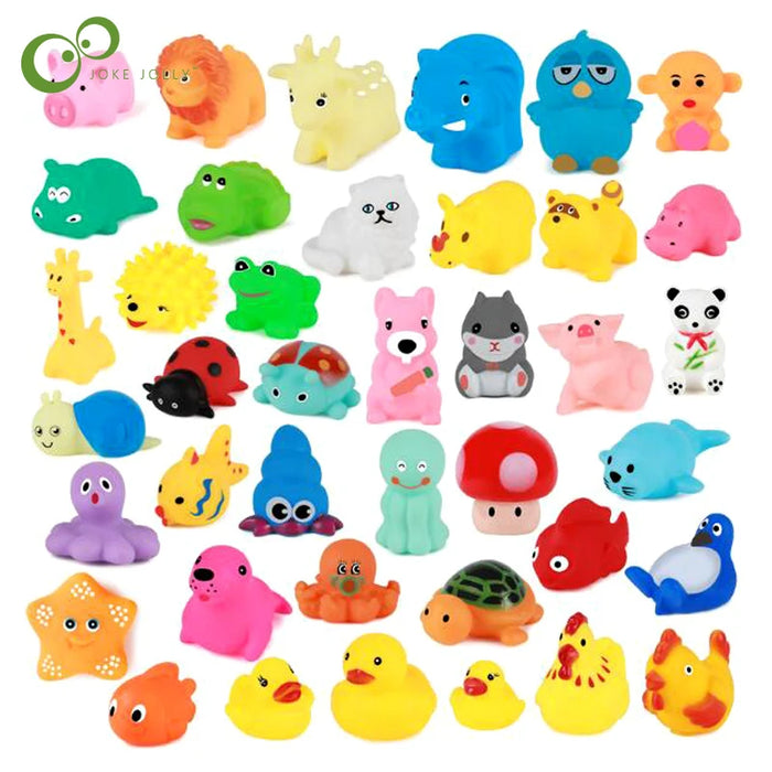 10Pcs/set Baby Cute Animals Bath Toy Swimming Water Toys Soft Rubber Float Squeeze Sound Kids Wash Play Funny toys Gifts