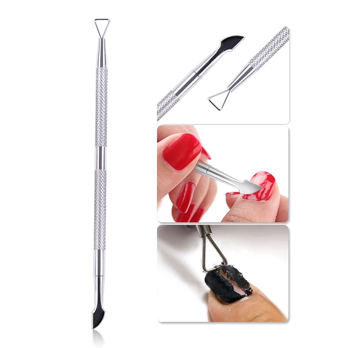 1pcs Double-ended Stainless Steel Cuticle Pusher Dead Skin Push Remover For Pedicure Manicure Nail Art Cleaner Care Tool