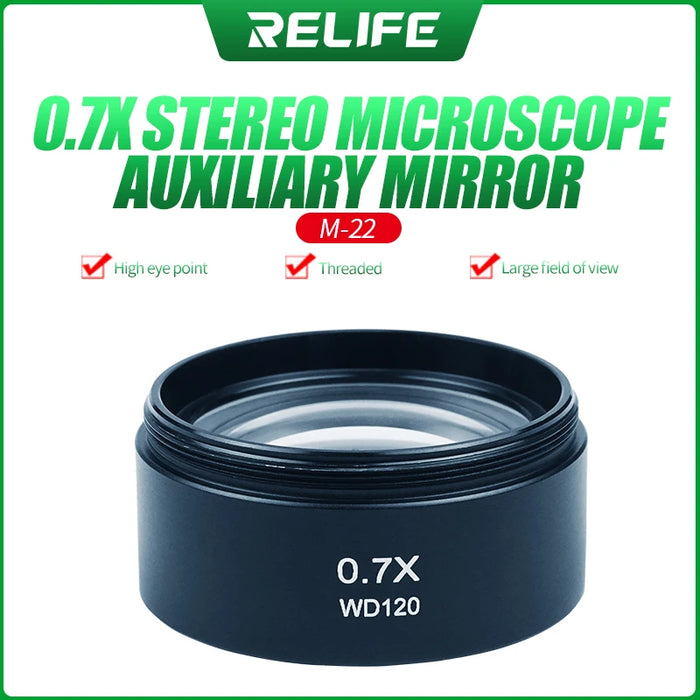 RELIFE 0.5X 0.7X Trinocular Stereo Microscope Auxiliary Lens Objective Glass Lens for Microscope Parts accessory Barlow Lens