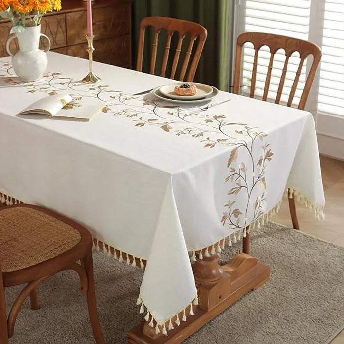 Cotton Linen Waterproof Tablecloth Dining Table Farmhouse Kitchen Rectangle Table Cloth Coffee Wrinkle Free Table Cover Beige