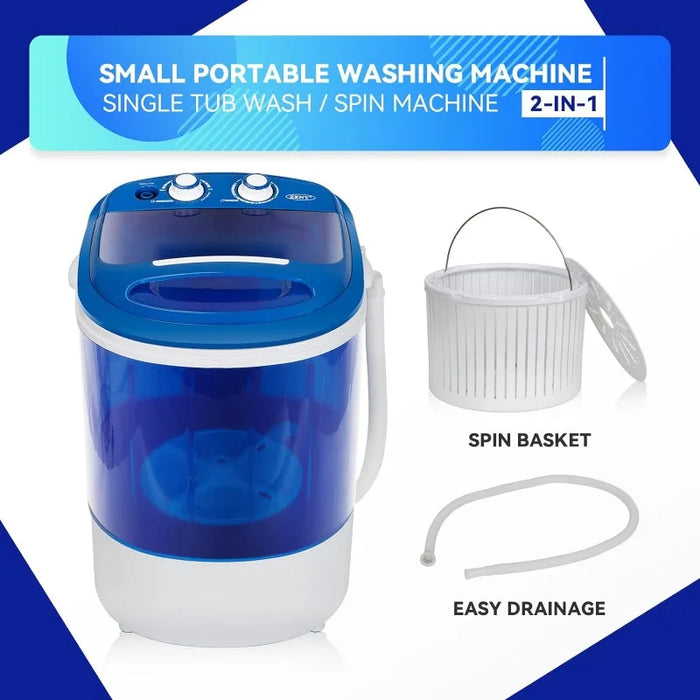 ZENY Portable Mini Washing Machine 5.7 lbs Washing Capacity Semi-Automatic Compact Washer Spinner Small Cloth Washer Laundry