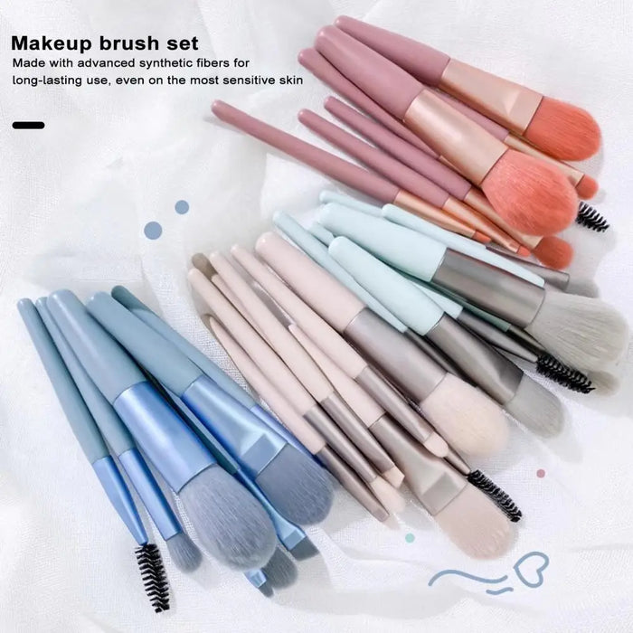 8Pcs/Set Makeup Brushes Soft Bristles Foundation Blend Blush Lip Nose Shadow Eyeshadow Eyebrow Lash Brush Set for Beginner