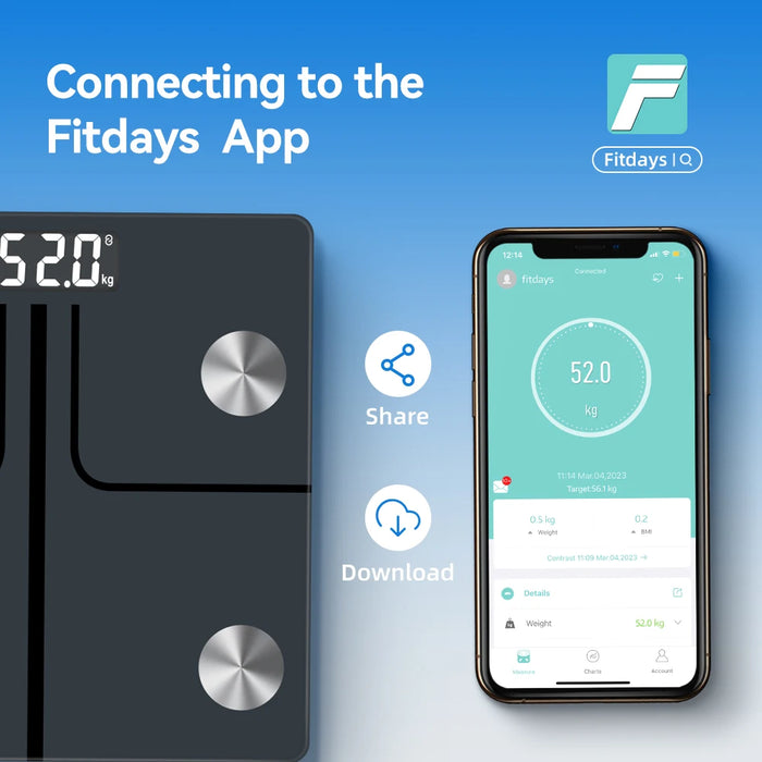 Digital Bathroom Scale for Body Weight and Composition Health Analyzer with Smart Bluetooth APP to Monitor Body Fat, BMI, Muscle