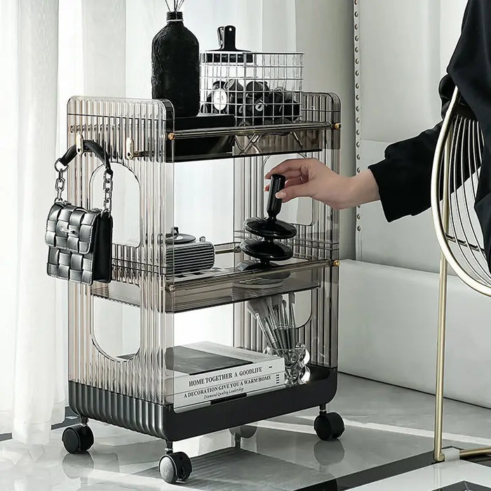 Multifunctional Kitchen Trolleys Bathroom Floor Storage Rack Mobile Trolley with Wheels Kitchen Islands Snack Storage Rack Cart