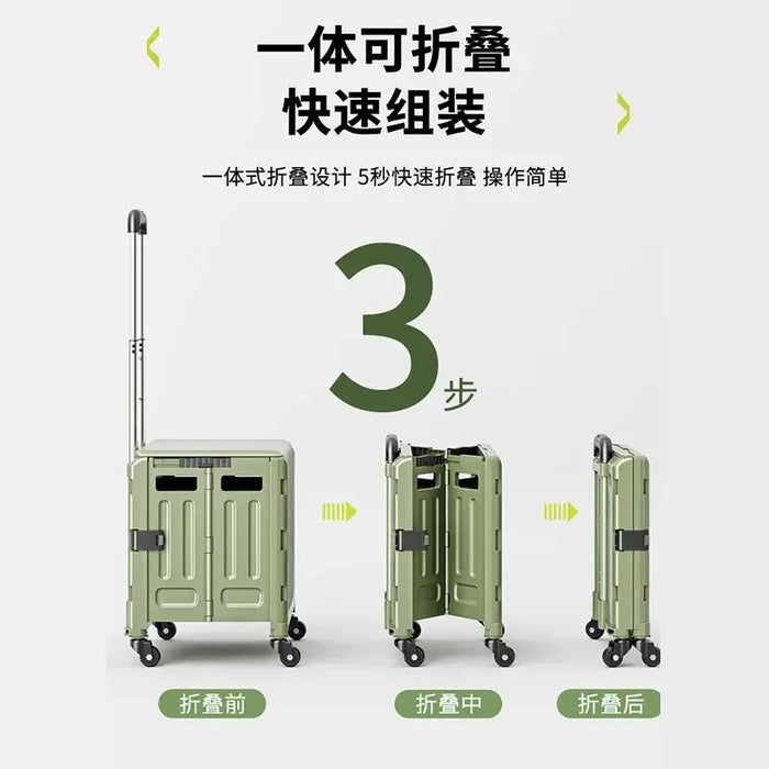 Shopping Cart Small Carts Outdoor Storage Box with Wheels Express Delivery Cart Folding Kitchen Islands Silent Camping Trolleys