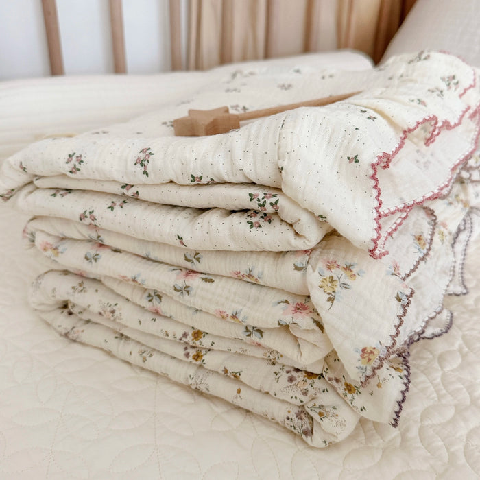 Vintage Floral Muslin Cotton Baby Crib Bedding Set Children Duvet Cover Pillowcase Without Filler