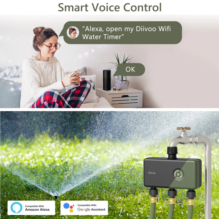 Diivoo WiFi Sprinkler Controller Multi Zone Remote Control Irrigation Water Timer with WiFi Hub Garden Automatic Manual Watering