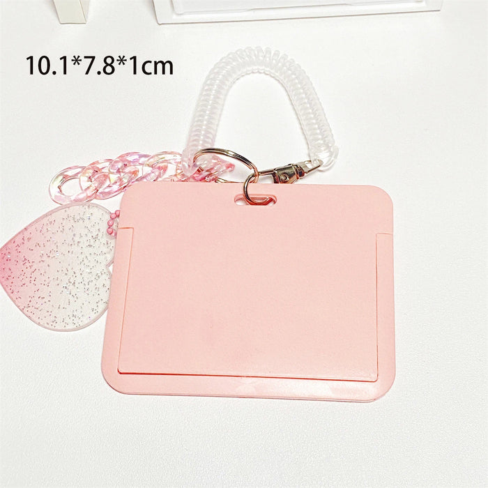 High Beauty Vertical High Value Card Holder Flash Pink Love Clouds Gradient Coo Card Keychain Bus Student ID Card Holder