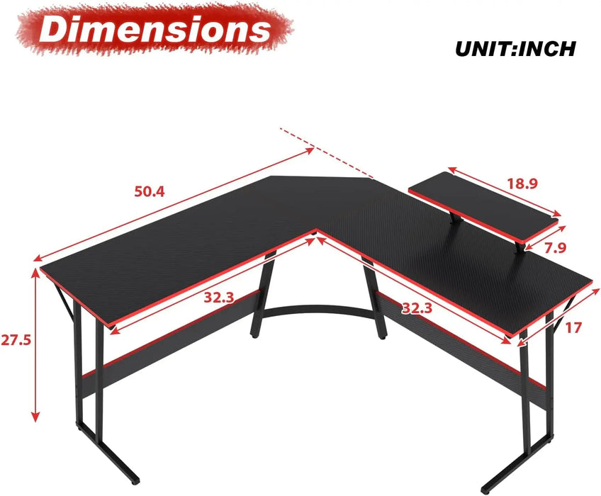 L Shaped Desk Corner Gaming Desk Computer Desk with Large Desktop Studying and Working and Gaming for Home and Work Place ﻿