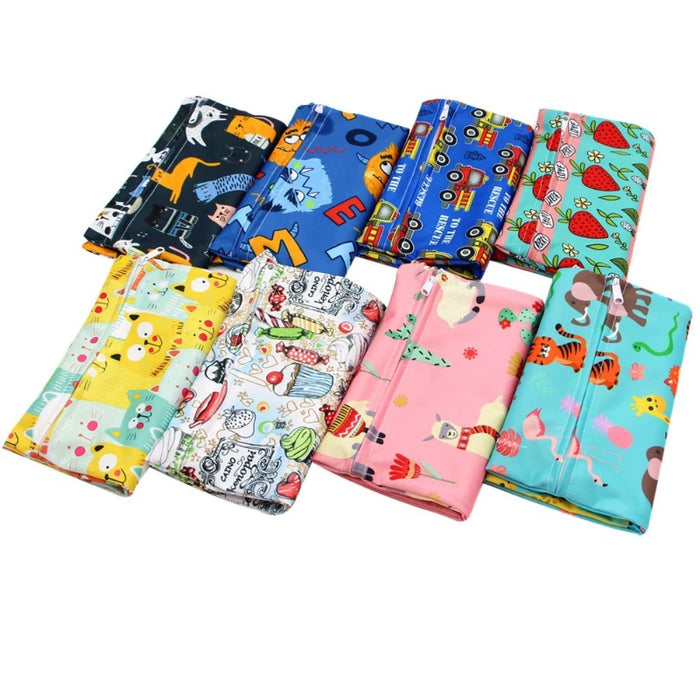 20*25cm Baby Diaper Bag Cartoon Print Wet Dry Nappy Zipper Handbag Stroller Carry Pack Travel Outdoor Wet Diaper Storage Bags