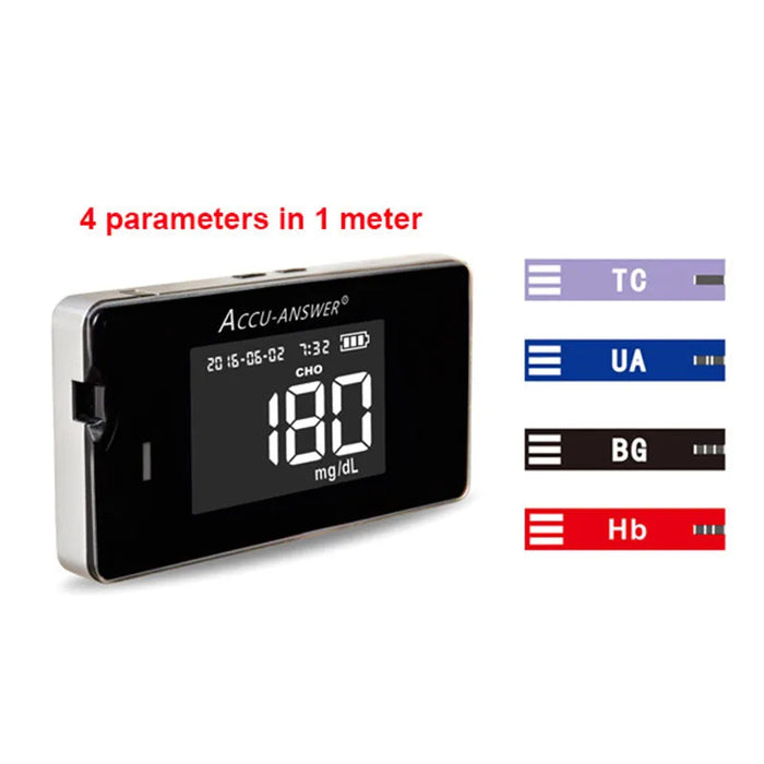 4-in-1 Accu-Answer Hemoglobin Cholesterol Blood Glucose And Uric Acid Meter Multi Monitoring Blood Glucose Meter For Household