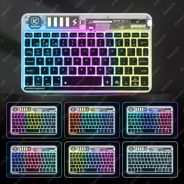 New Transparent Backlight Tablet Keyboard For iPad Xiaomi Lenovo Samsung Tablet Phone Bluetooth Keyboard For Android iOS Windows