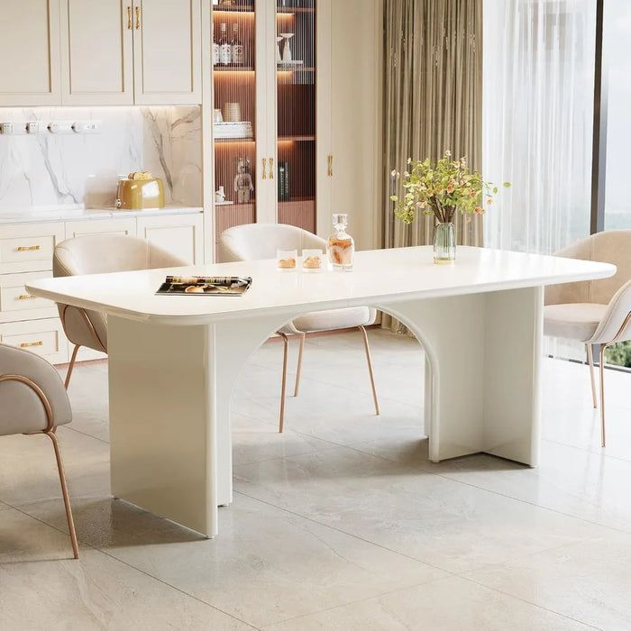 Modern Dining Table, Rectangle Kitchen Table with Arch Design Legs