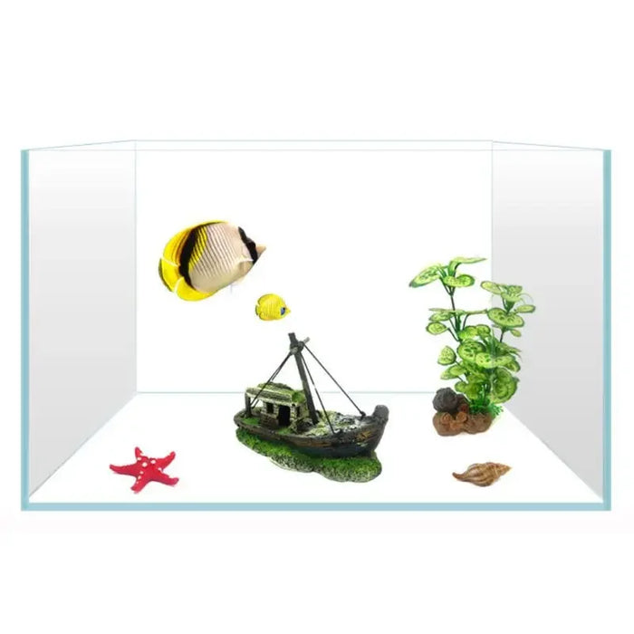 Aquarium Sunken Ship Decoration Resin Fishtank Ornaments Hideout for Hermit 12.5*6*10cm Mini Retro Boat Statues