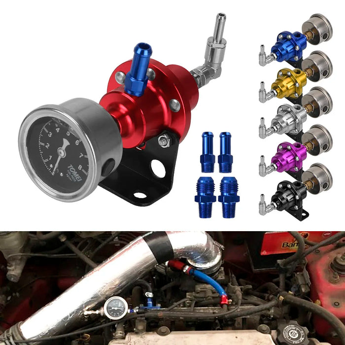 Adjustable Fuel Pressure Regulator with Gauge Kit 7 Colors Aluminum Vehicle Refitting Fuel Supercharger