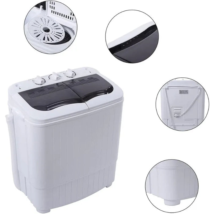 Winado 15LBS Portable Washing Machine, Compact Mini Washer Machine & Dryer Combo, Built-in Gravity Drain, Small Twin Tub Washer