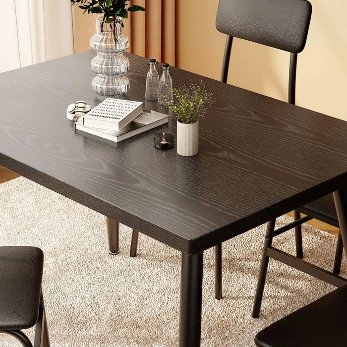 Dining Table Set for 4,Sleek Design Rectangular Kitchen Dining Table with Black-4 Back Chairs for Small Space, Apartment