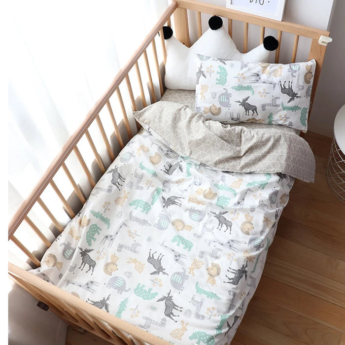 3 Pcs Baby Crib Bedding Set Cotton Bed Linens Boy Girl Cot kit Include Pillowcase Sheet Duvet Cover Children Room Decoration