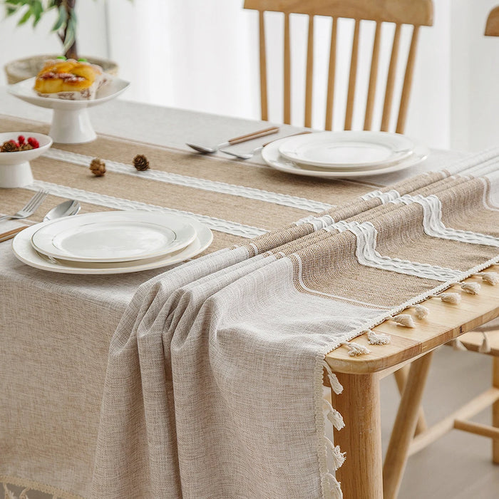 Battilo Linen Cotton Tablecloth Round Rectangular Table Cloth Waterproof Table Cover for Dining Coffee Table Kitchen Decoration