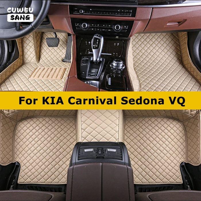 CUWEUSANG Custom Car Floor Mats For KIA Carnival Sedona VQ Auto Carpets Foot Coche Accessorie