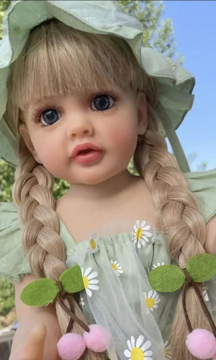 55cm Reborn Dolls Full Body Silicone Vinyl Doll Beauty Long Hair Girl Lifelike Bewborn Baby Betty Princess Bebe