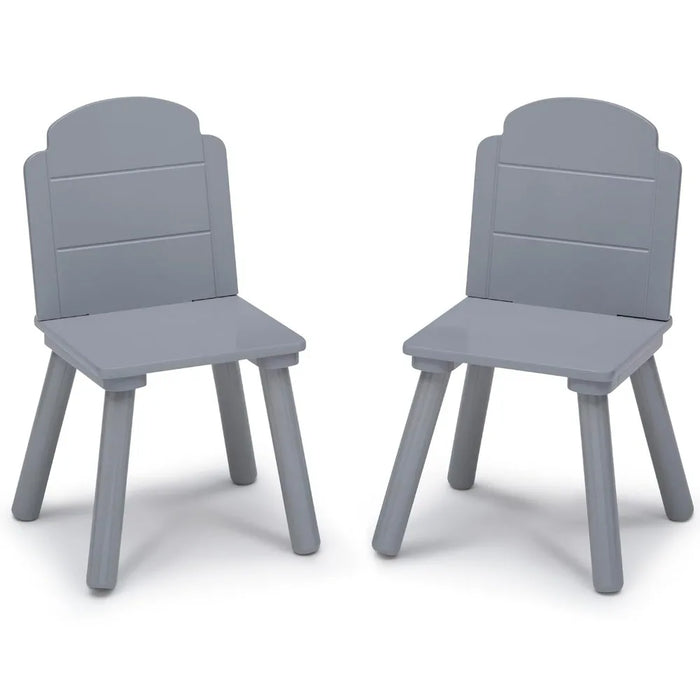 Delta Children Finn Table and Chair Set with Storage, White/Grey Kids Table and Chair Set