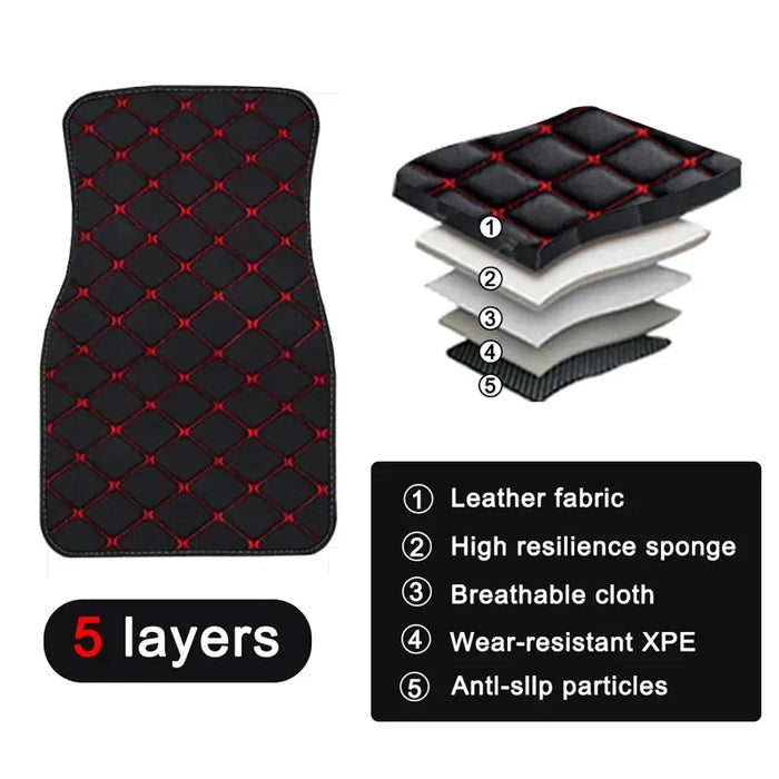 Car Floor Mats 4PCS Universal PU Leather Waterproof Auto Foot Pad Protector Carpet Front and Rear Mats Set Auto Accessories