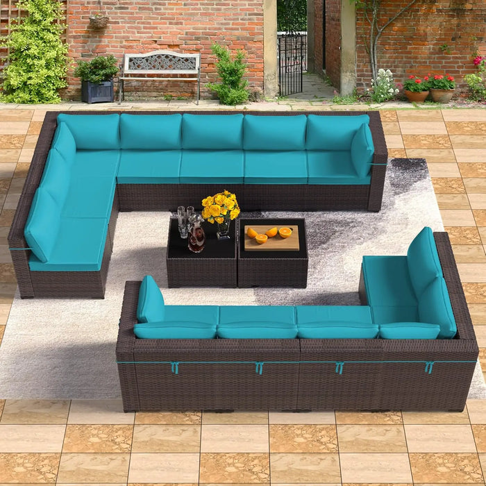 Outdoor Patio Furniture Set,  Outdoor Furniture All Weather Patio Sectional Sofa  Modular Conversation Sets/Deep Seat Sofa