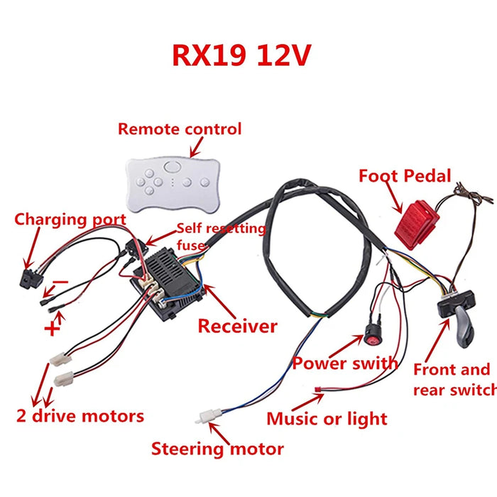 12V Children's electric car DIY accessories wiring harness and gearbox,Self-made Ride on toys electric car full set of parts