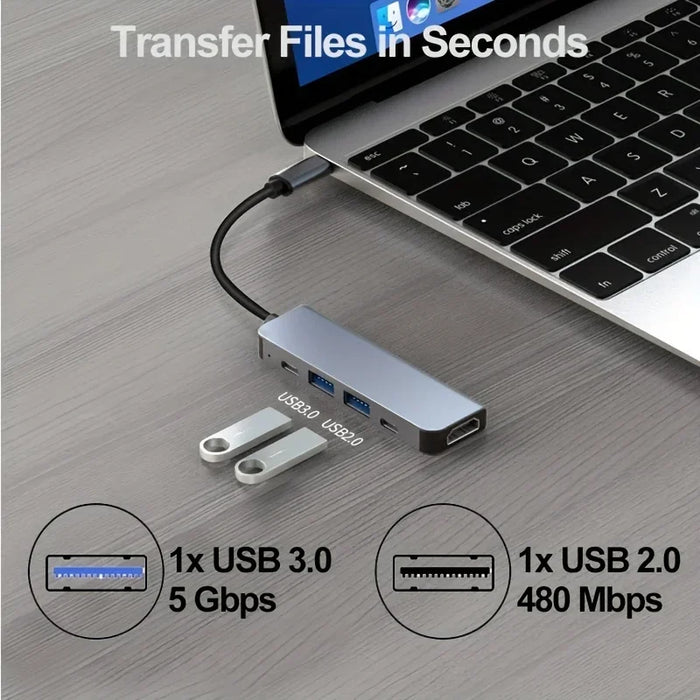 5 in 1 USB C HUB with 4k30Hz docking station USB-C to HDMI-Compatible converter Thunderbolt 3/4 splitter HUB laptop hub