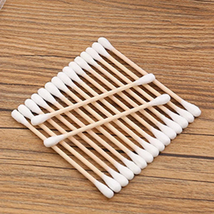 100pcs/bag Baby Cotton Swabs Disposable Wood Swabs Cotton Bud Rod for Baby Health Care Girls Makeup Swabs Random Package