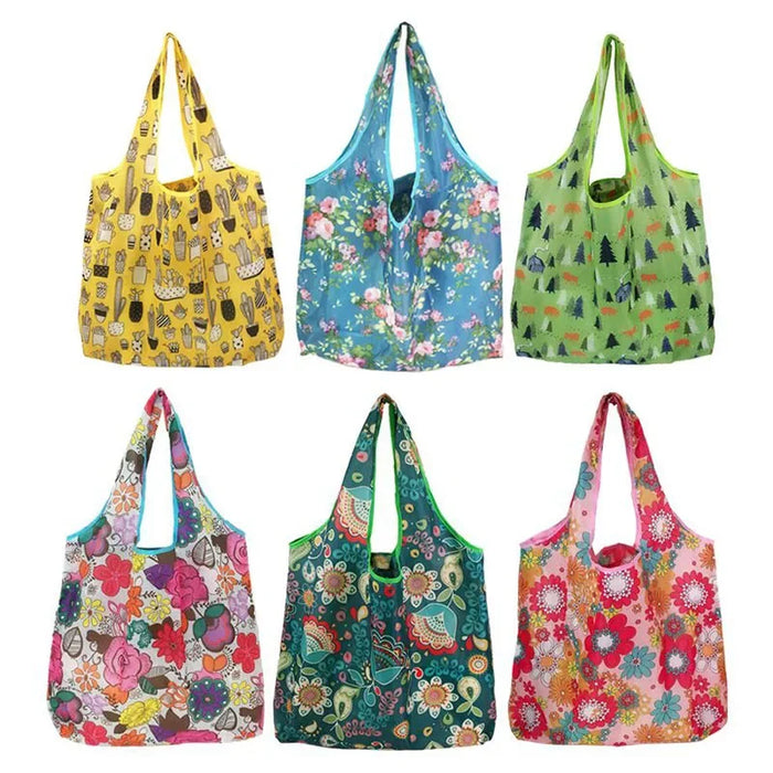 Tote Bags Flower Print Women's Grocery Handbags Outdoor Foldable Shopper Eco Shopping Bag Reusable Storage Bag Organizer Bags