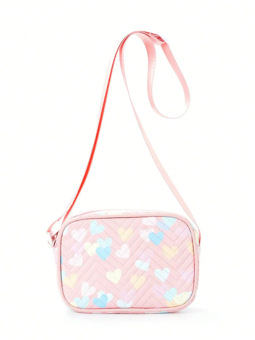 1pc Children'S Cute Love Printed Cross-Shoulder Bag, Shoulder Bag, Suitable For Girls, Primary School Students, Travel And Vacat