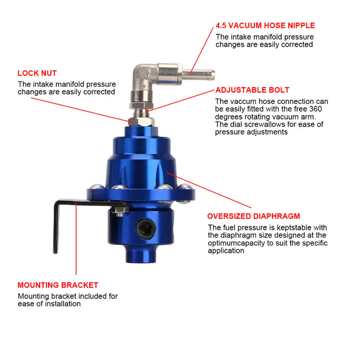 Adjustable Fuel Pressure Regulator with Gauge Kit 7 Colors Aluminum Vehicle Refitting Fuel Supercharger