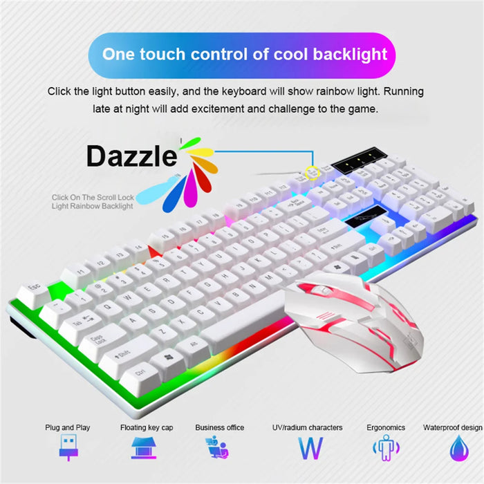 RYRA Keyboard Mouse Set G21B-RGB-BA Mechanical Gaming Keyboard And Mouse Combo Wired RGB LED For Computer Laptop Gamer