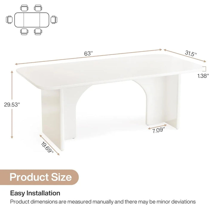 Modern Dining Table, Rectangle Kitchen Table with Arch Design Legs