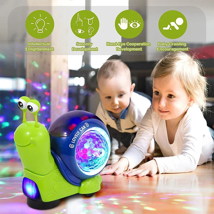 Crawling Crab Sensory Toy Snail Interactive Musical Walking Dancing Electronic Pet Tummy Time Toddler 0 1 2 3 Years Old Toy Gift