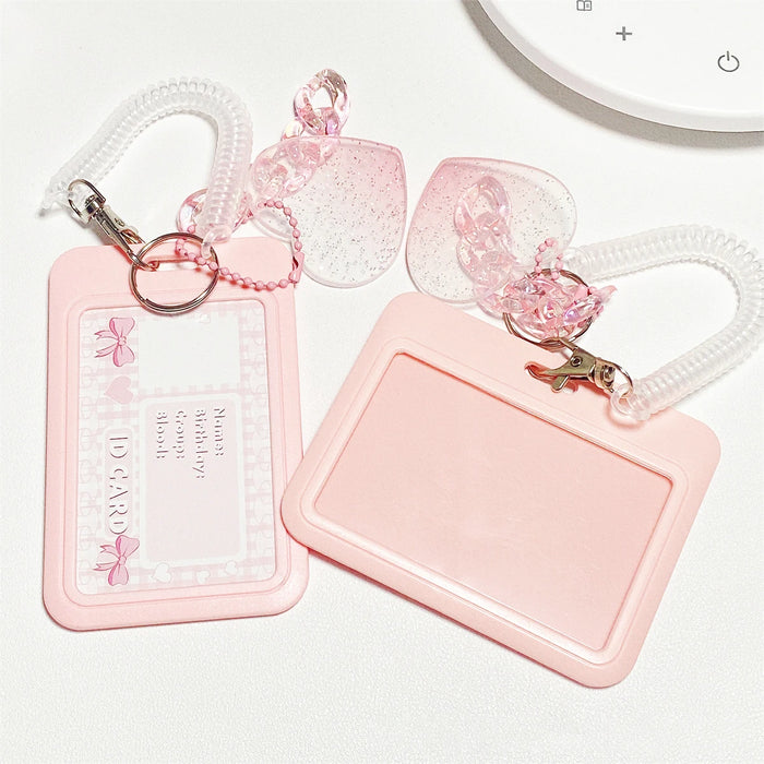 High Beauty Vertical High Value Card Holder Flash Pink Love Clouds Gradient Coo Card Keychain Bus Student ID Card Holder