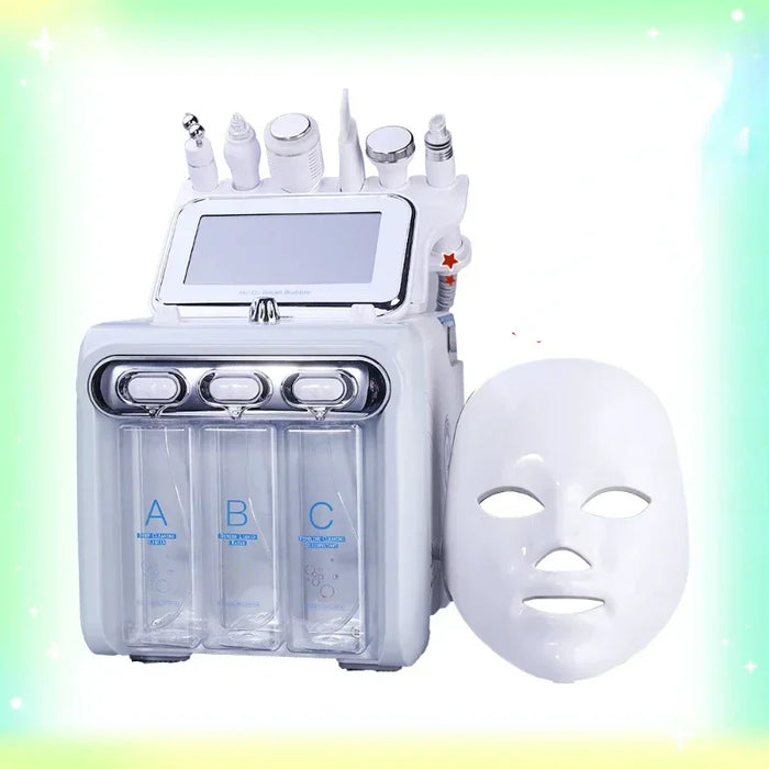 Multifunction Skin Care Device 7 in 1 Anti Aging Small Bubble H2O2 Hydrogen Oxygen Jet Beauty Machine with Led Mask for Home Use