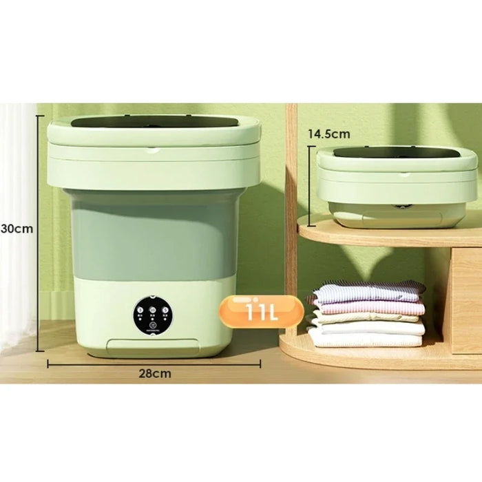 11L Portable Mini Washing Machine For Clothes Socks Underwear Folding Cleaning Washer Large Capacity Clothes Spin Dryer Bucket