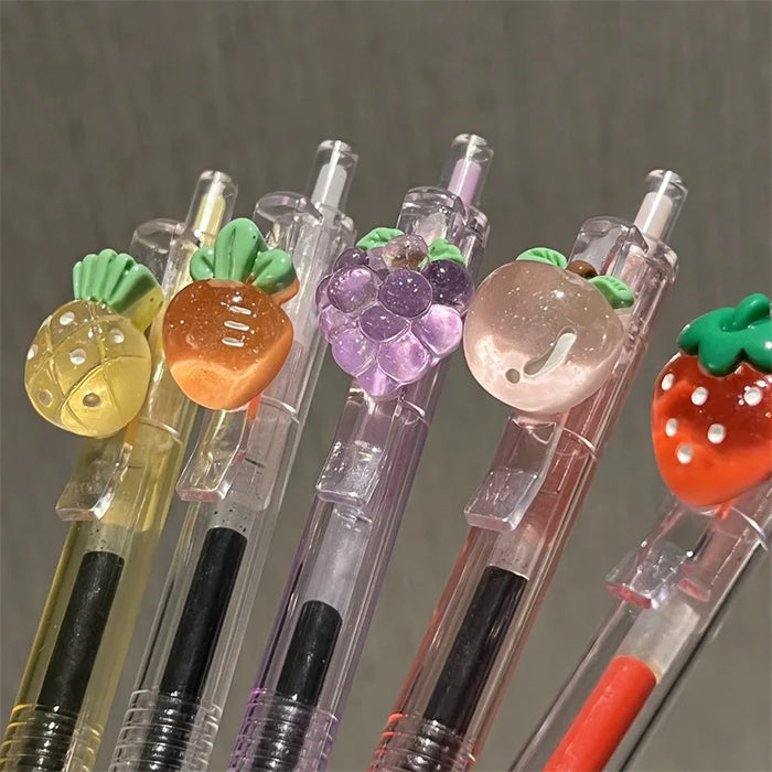 5pcs fruit Scented Retractable Gel Pens Classic Ballpoint Pen Writing Pen Office School Writing Stationery