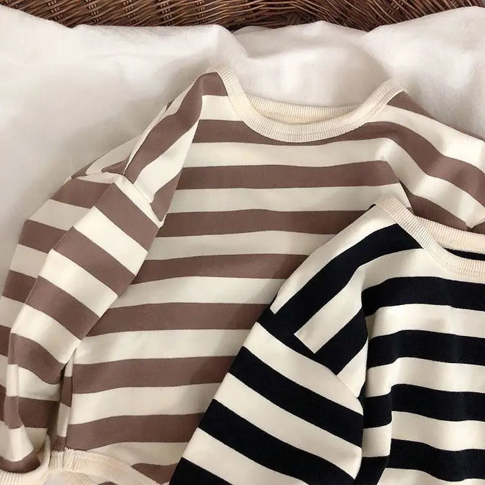 MiniAinis Spring Autumn New Girls Long Sleeve Striped T Shirt Boys Cotton O-neck Hoodies Kids Tops Children Undershirt 1-6 Years