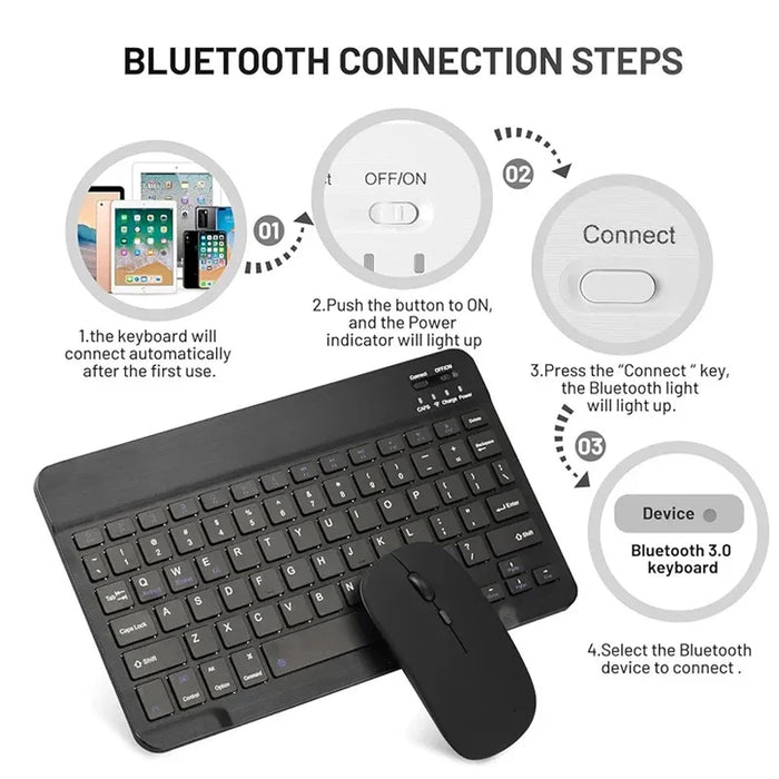 Mini Wireless Keyboard Bluetooth-compatible Keyboard For ipad Phone Tablet Portable Keyboard Mouse For Samsung Xiaomi Android