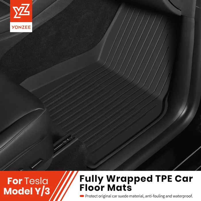 YZ For Tesla Floor Mat Model Y 2021-2024 Model 3 Highland Car Trunk Mat Luggage Mat TPE waterproof Anti-Slip Set Floor Liner Mat