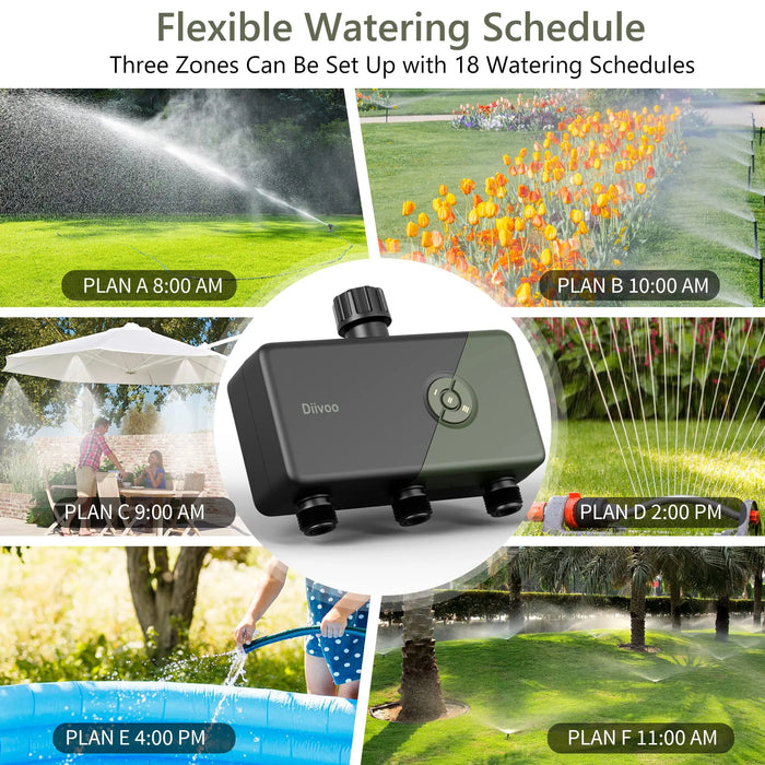 Diivoo WiFi Sprinkler Controller Multi Zone Remote Control Irrigation Water Timer with WiFi Hub Garden Automatic Manual Watering