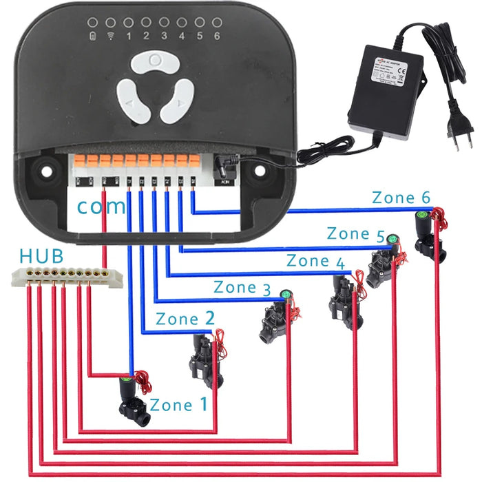 6 Zone WIFI Connect Tuya Smart Home Watering Timer Garden Irrigation Controller Water Valve Irrigation Tmer System