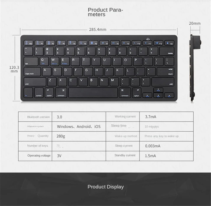 Wireless Blue-tooth Keyboard Mini Portable  PC Tablet Smart Cell Mobile Phone Computer DIP 78Key Desktop Laptop PC Accessories