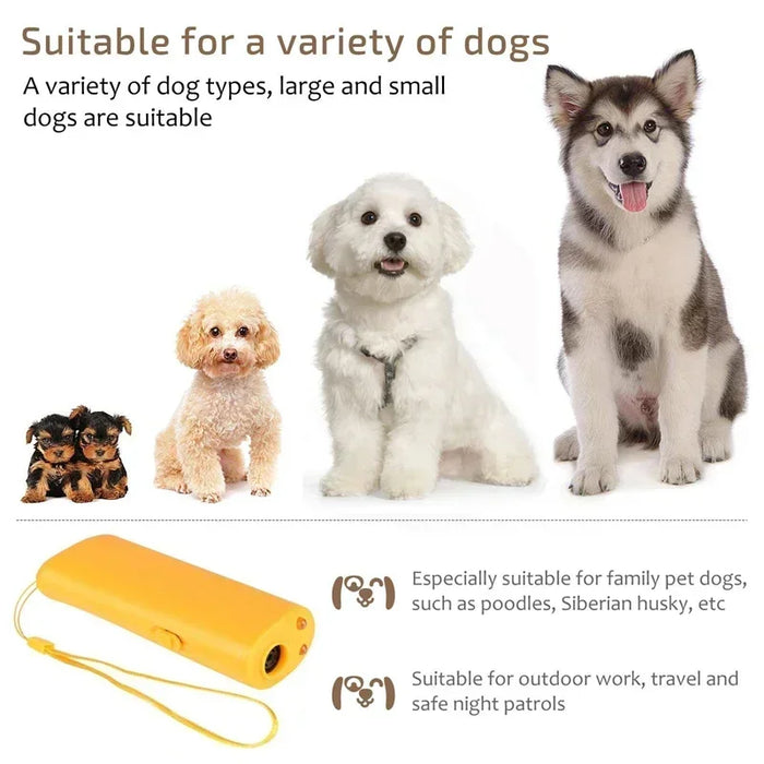 New Pet Dog Repeller Anti Barking Stop Bark Training Device Trainer LED Ultrasonic 3 in 1 Ultrasonic Without Battery