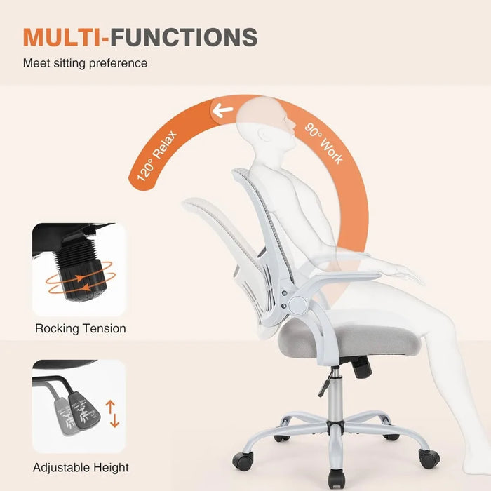 Office Computer Desk Chair, Ergonomic Mid-Back Mesh Rolling Work Swivel Task Chairs with Wheels, Comfortable Lumbar Suppor