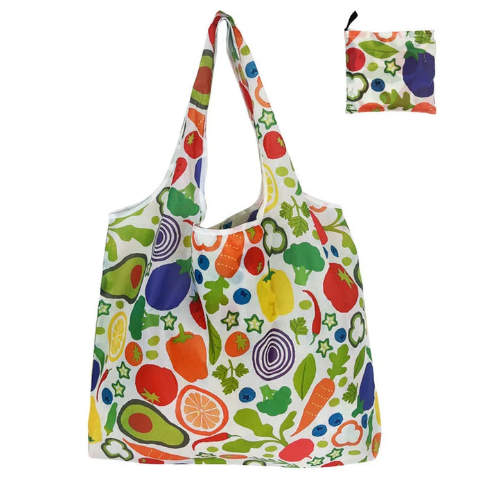 Fashion Flower Print Women's Handbags Foldable Eco Shopping Bag Tote Pouch Reusable Grocery Storage Bag Organizer Shopper Bags